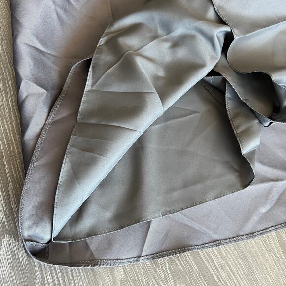 Alfred Sung Dress Size 14 Satin Twill Halter Neck Gown Caviar Gray D772 - Picture 13 of 15